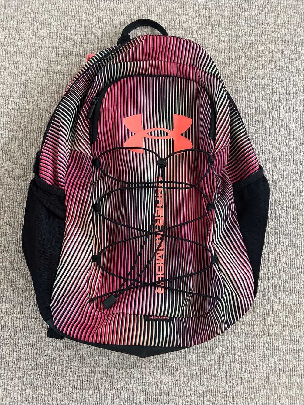 Under Armour Pink and Black Gradient Stripe Backpack